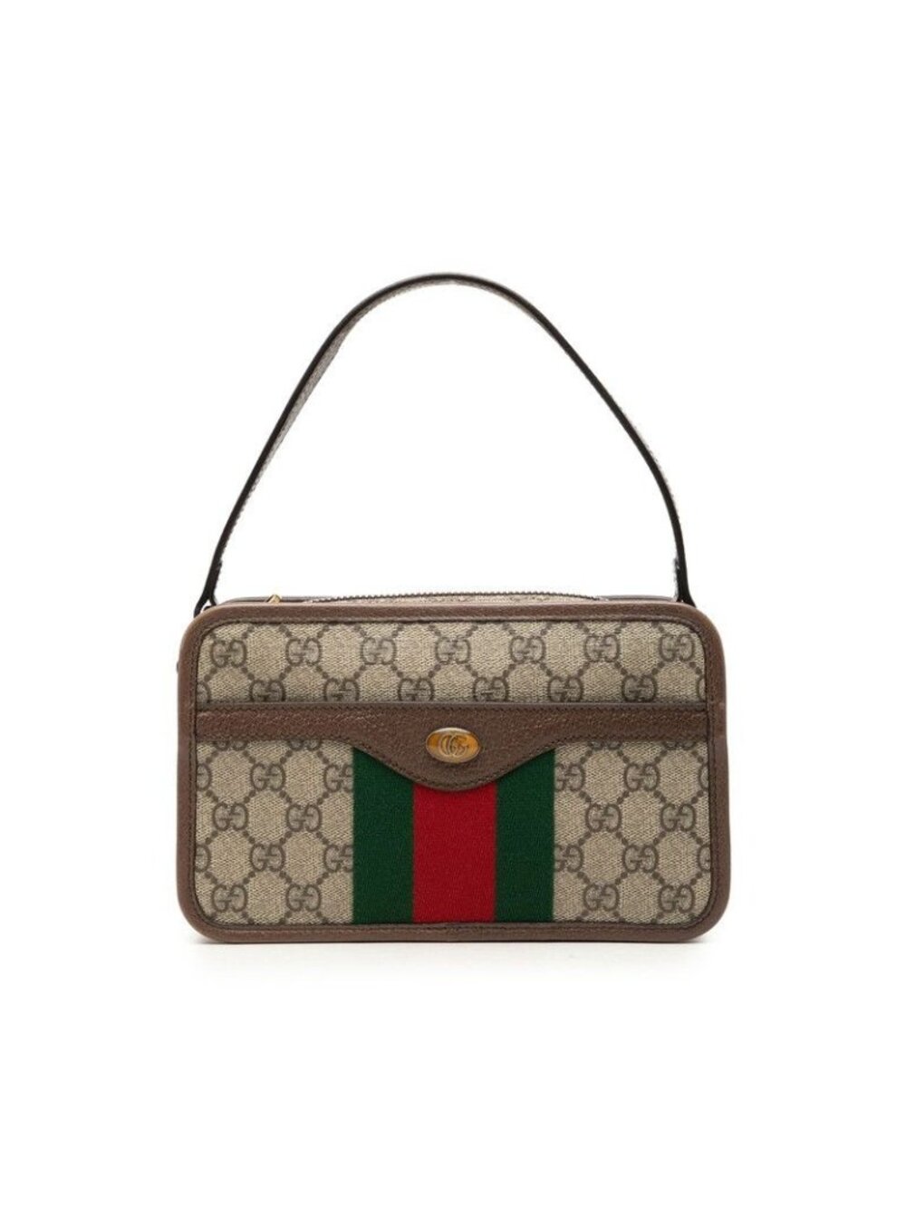 Gucci GG Supreme Sherry Line Ophidia Handbag Beige Brown Leather